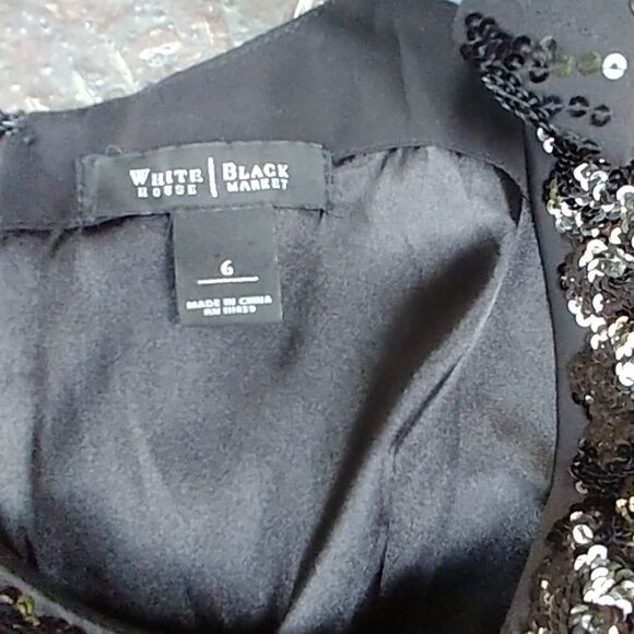 Sleeveless Black Sequin Shift Party Dress WHBM - Picture 5 of 5